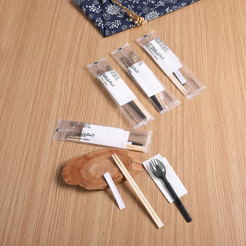 Borsa per pasti usa e getta con bacchette Spork Tovagliolo Set di pellicole composite glassate